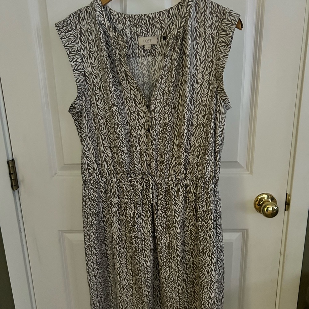 LOFT Olive and White Midi Dress